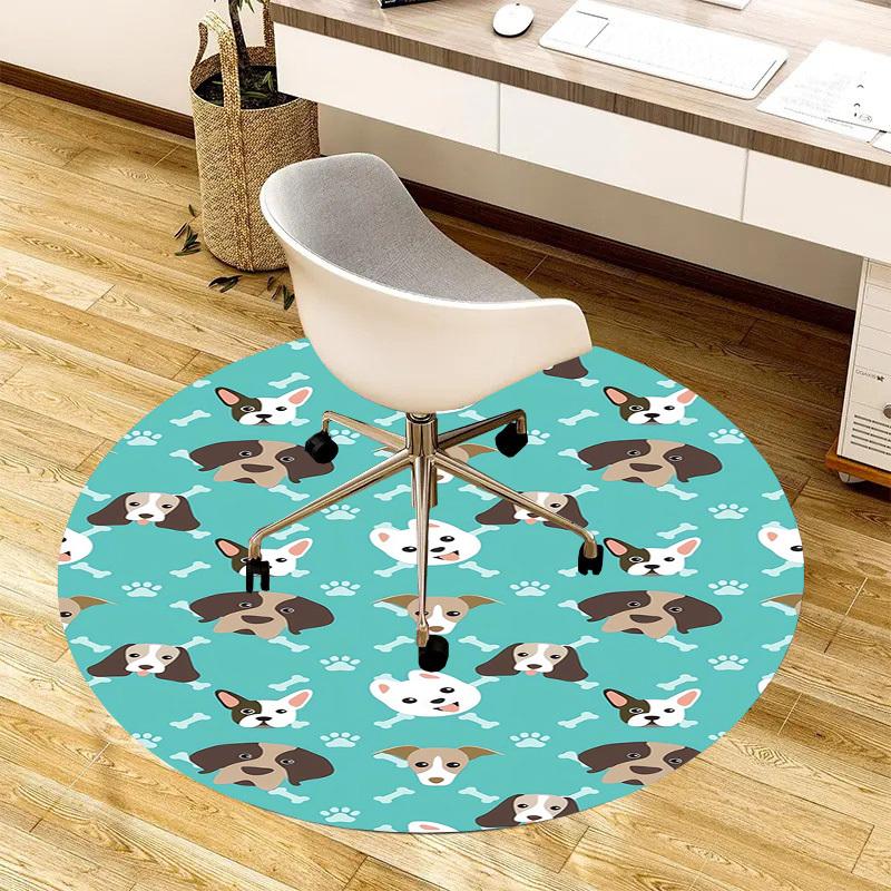 1pc Office Carpet Chair Mats Dogs, Bones, Paws, Teal Background Perfect for Decorating Office Chairss, Or Bedrooms.YDT342