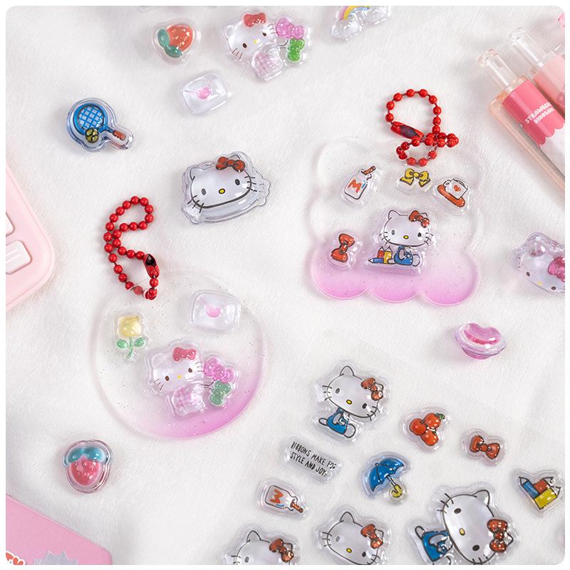 3D Cartoon Hellokitty Relief Stickers Cute Glitter Stickers Phone Case Decoration Stickers DIY Handmade Notebook Album Decoratio