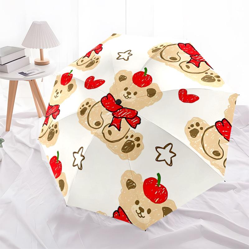 1pc Bear Cherry Open/Close Folding Umbrella - Raining Gear for Travel Umbrella, All- Portable Umbrella for & Men 8-Rib yy251229011