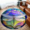 1pc Dragonfly Stained Glass Round Chair mat office Area Rug - Non-Slip, Floor Mat for Office, Bedroom, Ideal home decor gift c0112035