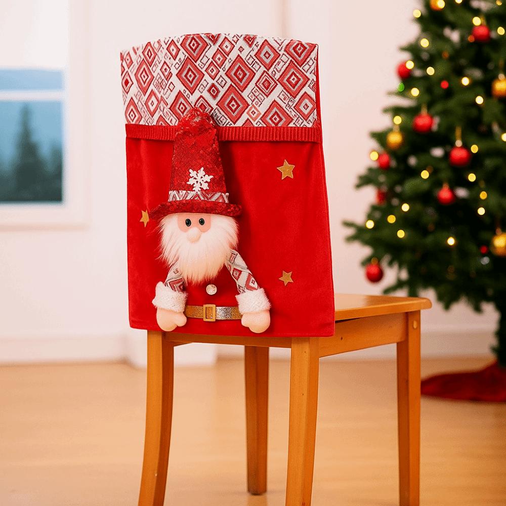 Cartoon Christmas Chair Cover Snowman Removable Xmas Dinner Chair Seat Cover Soft Decorative Seat Protector Restaurant