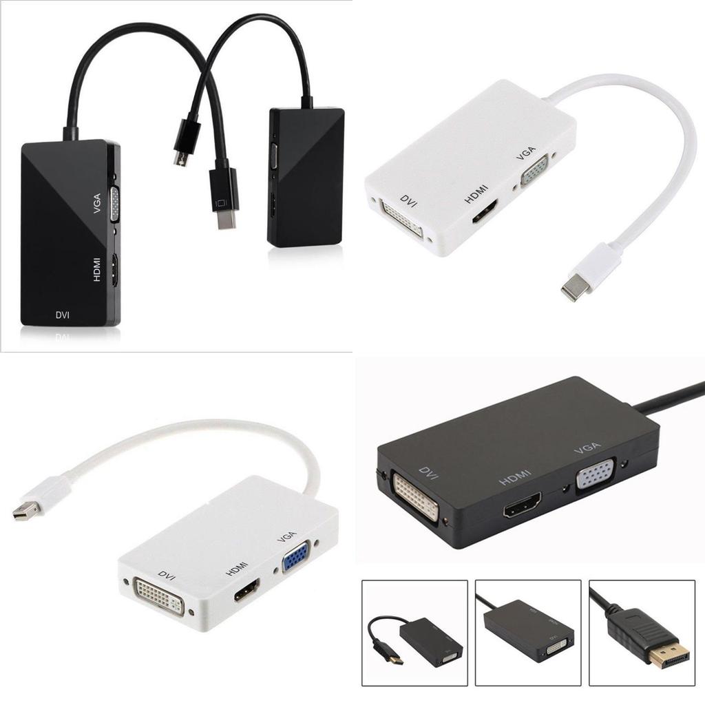 Mini Dp To Hdmi Dvi Vga 3in1 Adapter With Chipset For Macbook Pro Air Multi Monitor Setup