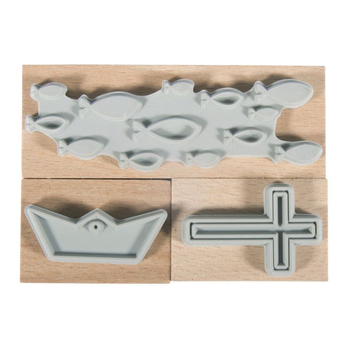 Wooden Stamps Kit Confirmation, Communion, 3.9x2.6cm - 8.3x2.6cm, Box of 3 Pcs
