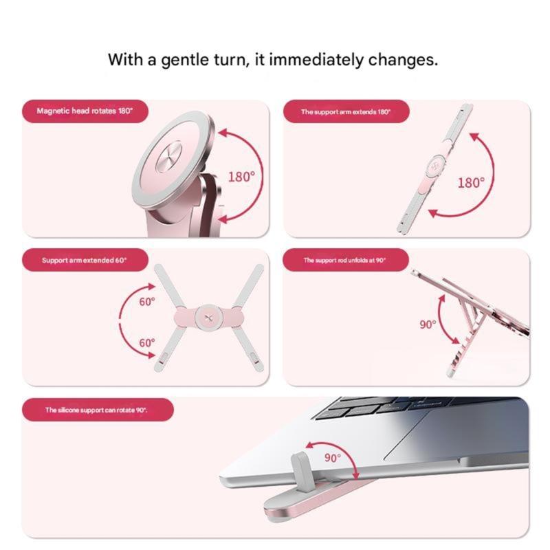 Portable Adjustable Magnetic Tablets Stand Lightweight Aluminum Alloy Laptop Holder 6 Position Tilt For Multiple Devices
