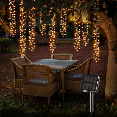 Outdoor 6m 200 LED Solar-Lichterkette 8 Modi Knallkörper Solar-Lichterkette für Balkon Terrasse Baum Weihnachtsfeier Hochzeit Dekoration