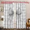2D FLAT PRINTING 2pcs Curtains (Without Rod) Gingham Bows Design Modern Curtains&Window Treatment Versatile Fabric Curtains Gift