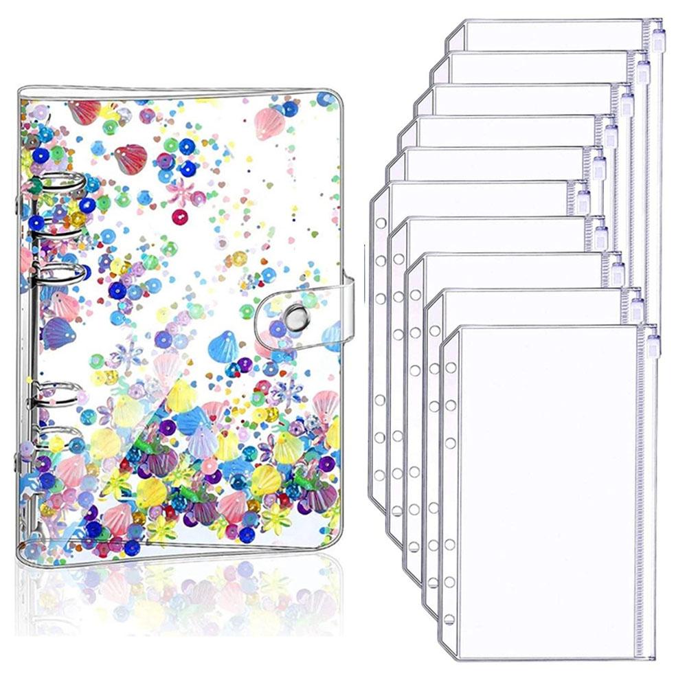 

НОВЫЙ А6 Прозрачный Мягкий ПВХ Обложка для блокнота Планировщик 6 колец Папка на кольцах Система конвертов для бюджета наличных с 10 карманами