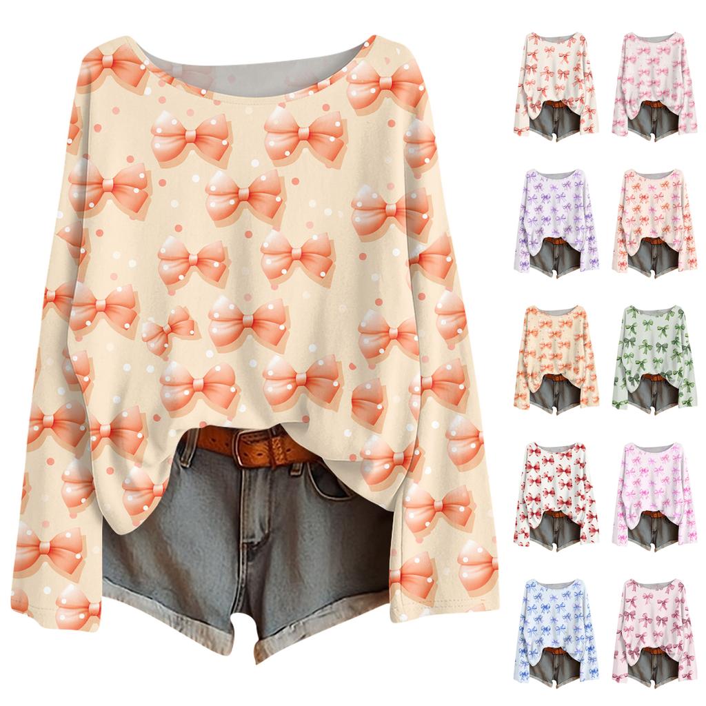 Long Sleeve Shirts For Women Printed Tees Blouses Casual Plus Size Basic Tops Pullover Casual Tunic Top Loose FitShirt
