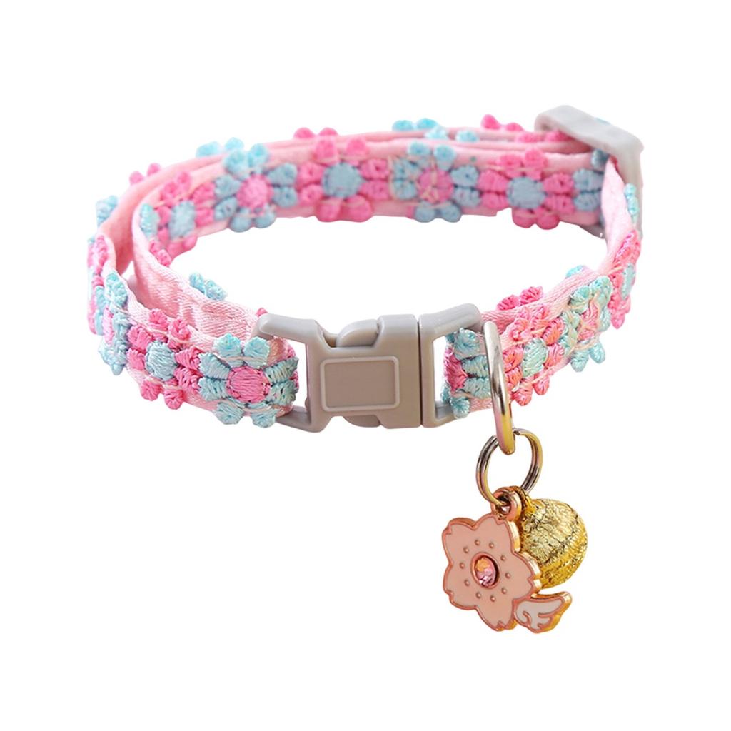 Verstellbares Katzenhalsband mit Blumenmuster und Glöckchenanhänger, weich, leicht, modisch, für Kätzchen und Haustiere, für den täglichen Gebrauch, Fotos