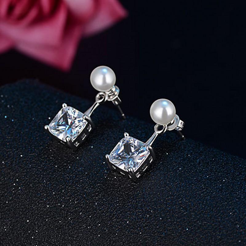 New 925 Sterling Silver Earrings for Women Original Charm Double Hoop Earrings Pave CZ Fine Engagement Anniversary Jewelry Gift