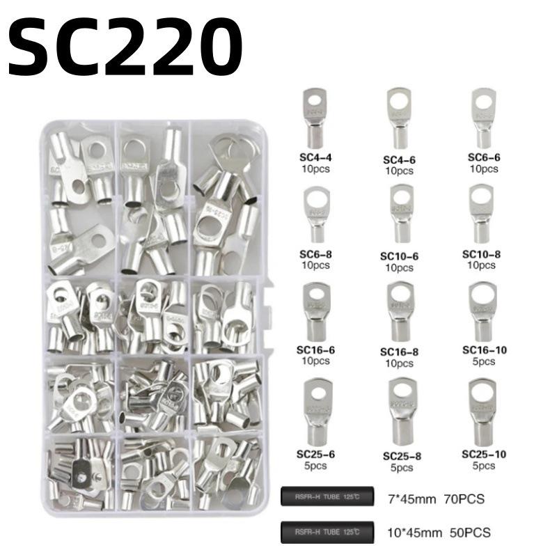 Copper Tube Terminals Set: 80-SC Series, 160-Piece Peep Hole SC6-25 Boxed