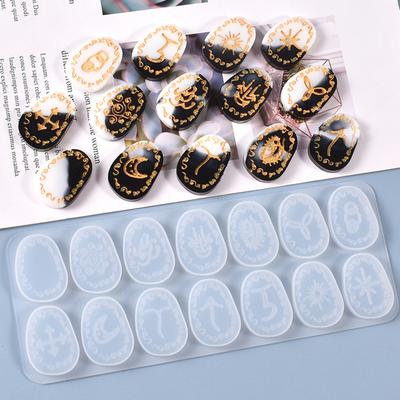 Runes Symbol Crystal Molds for Resin Divination Letter Epoxy Mold Crystal Rune Stones Silicone Molds Resin Charms Molds