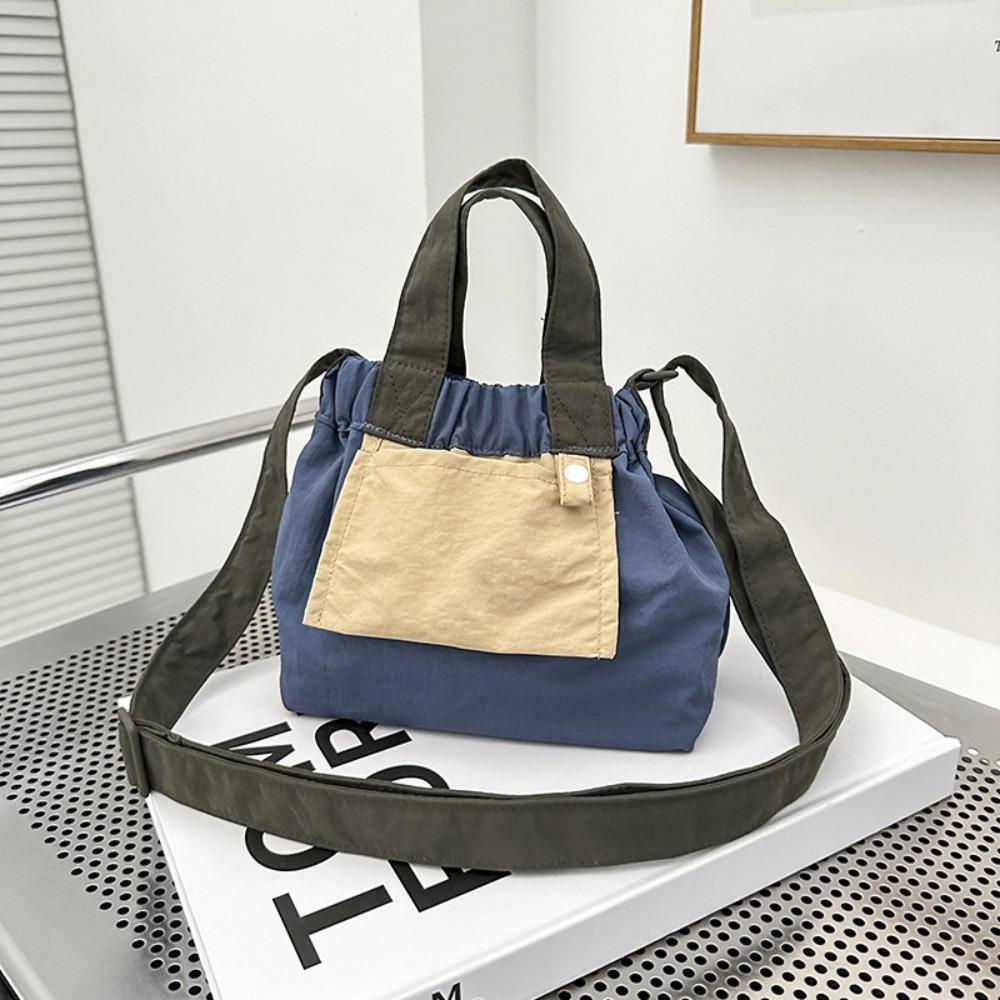 Candy Color Casual Handbags Ruched Design Crossbody Bag Trendy Nylon Shopper Purses  Commuting