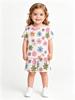 Toddler Girl 2Pcs Outfit Colorful Floral Print Short Sleeve T-shirt Shorts Summer Kids Clothes Set