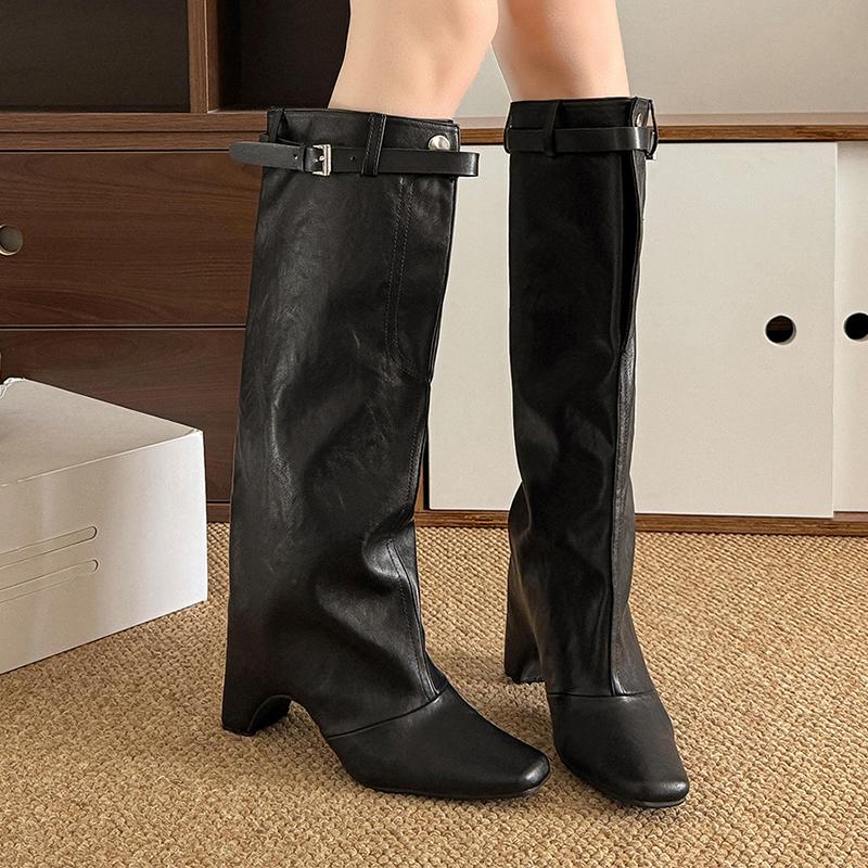 Knee High Boots for Women Designer High Heels Shoes Winter Dress Chunky High Boots 2025 New Sexy Goth Mujer Cowboy Botas