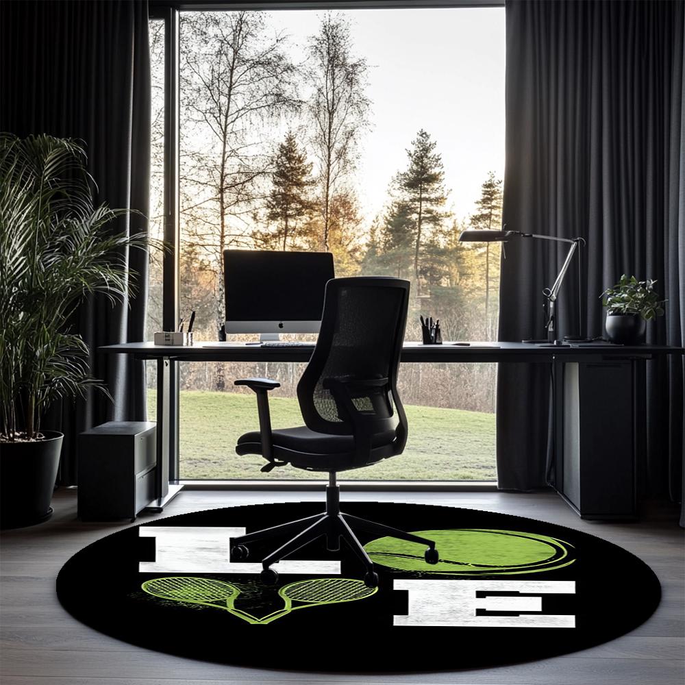 tennis Printed Round Rug Carpet Chair Rug Area Rug Entryway Doormats,for Office Chair Living Room Bedroom Kitchen Room.