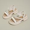 Fashion fairy style sandals female 2025 thick-soled hollow one-word pearl buckle belt simple beach sandals