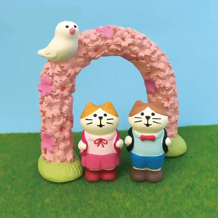 Zakka Creative Cherry Blossom Cat Miniature Resin Ornament