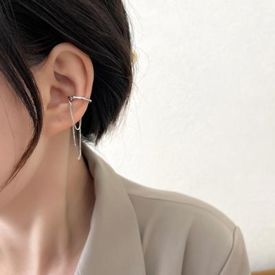 Irregular Ear Clip Chain Ear Bone Clip No Ear Hole Female Fashion Simple And Cold Wind Fringed Double Layer Earrings New