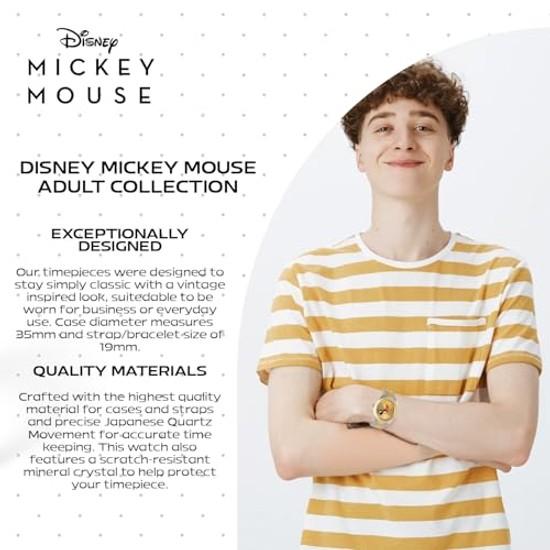Reloj de pulsera Disney Mickey Mouse para hombre bicolor. reloj 2 - caja bicolor/brazalete de acero inoxidable bicolor.