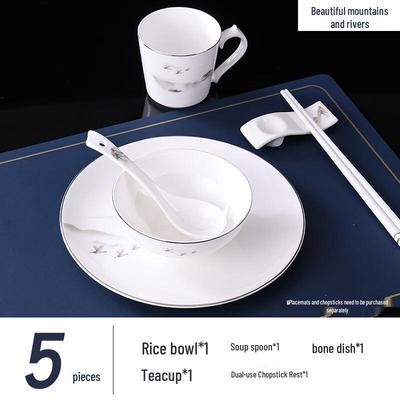 Abay Chinese Style Bone China Tableware Set, Wild Geese Pattern