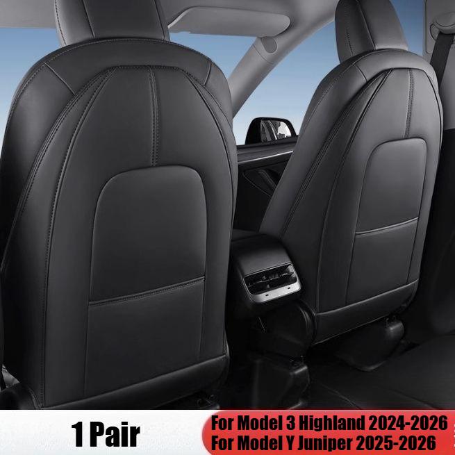 For Tesla Model 3 Y 2Pcs Seat Back Anti Kick Pad Leather Wear-Resistant Anti-Dirty Seat Backrest Protective Mat Car Accessories