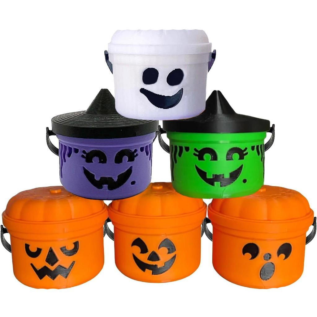 Spooky Bucket Figurines , Halloween Bucket , Small Halloween Buckets , Candy Bowl , Plastic Buckets With Handles