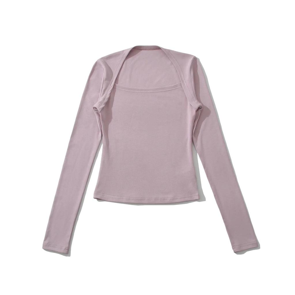 Hot Girl Square Neck Off-Shoulder Slimming Long Sleeve Top for Women