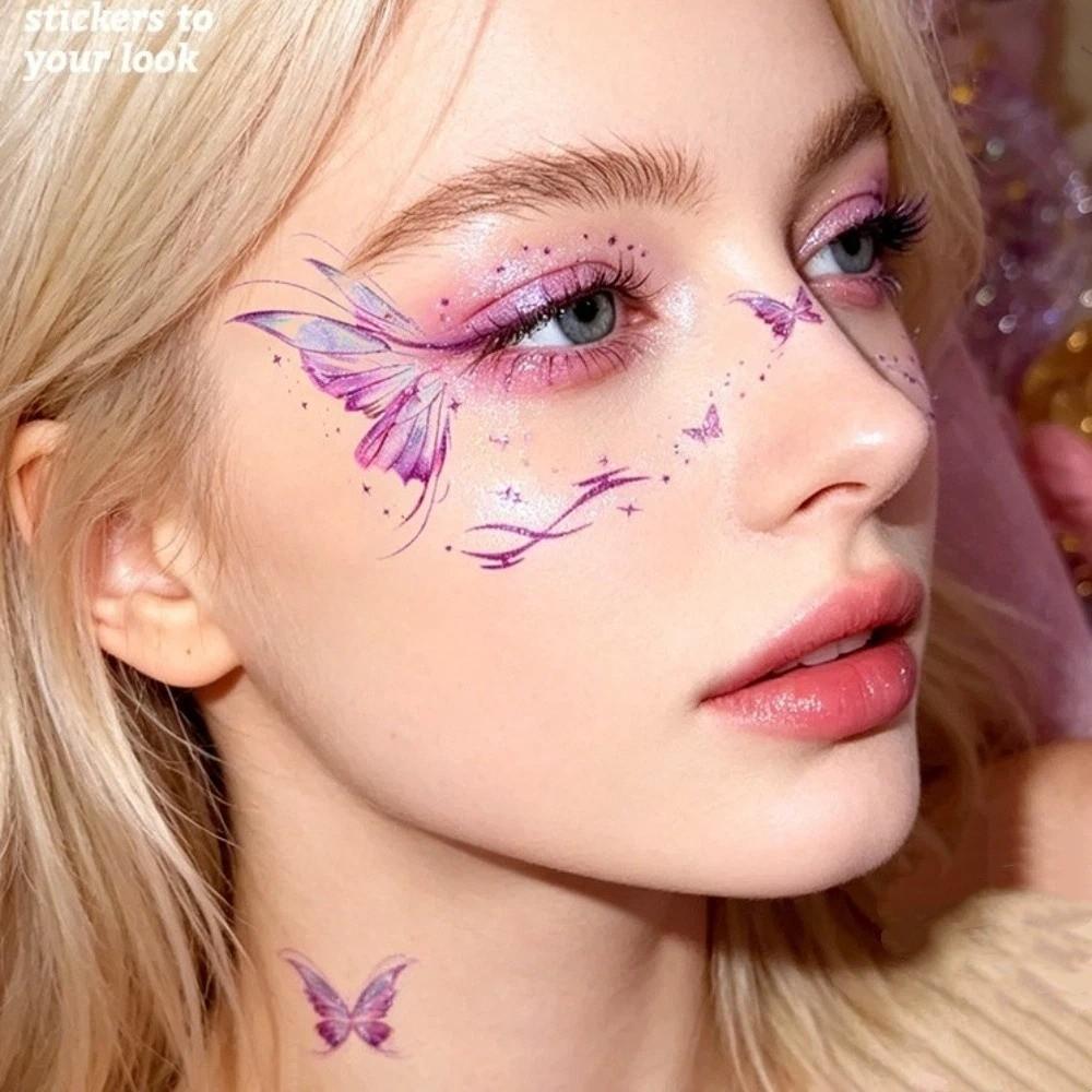 Star Heart Glitter Butterfly Face Tattoo Realistic Face Temporary Tattoo Dance Performances
