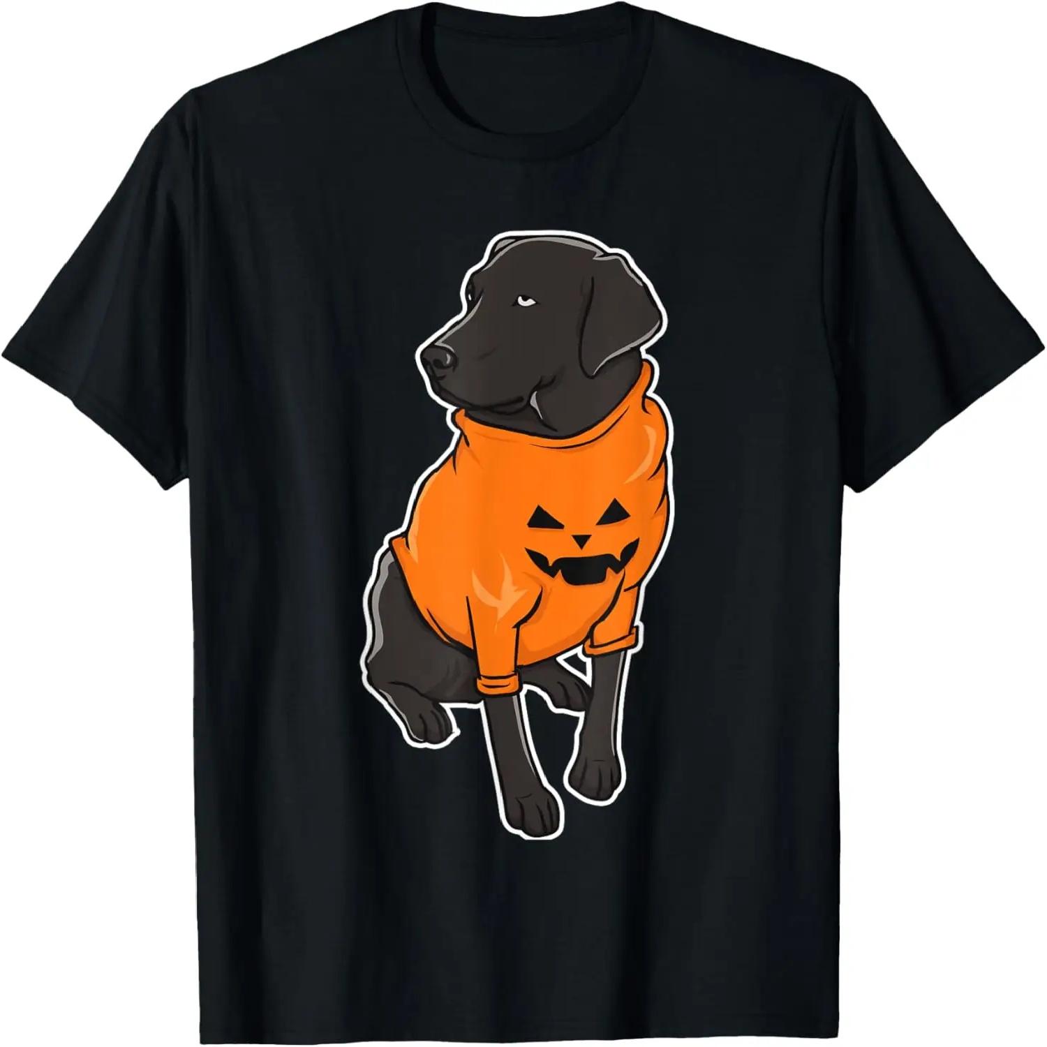 Щенок Черного Лабрадора Метис Собака Хэллоуин Тыква Футболка S