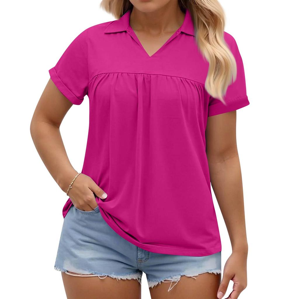 Damenmode Lässiges V-Ausschnitt Kurzarm Große Größe T-Shirt Top