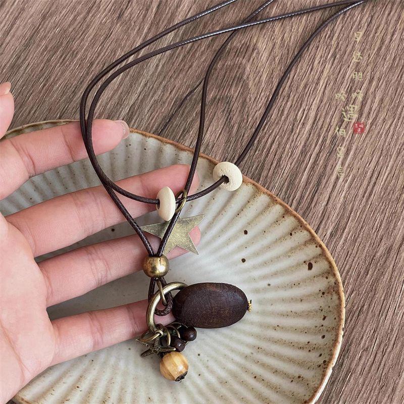 Vintage Ethnic Acorn Pendant Necklace - Retro Chinese Long Sweater Chain