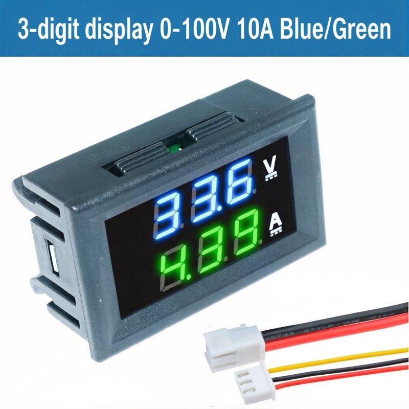 LIZAO DC 0-100V/200V Digital Voltage Current Power Meter 10A/50A/100A Dual Display Panel Meter