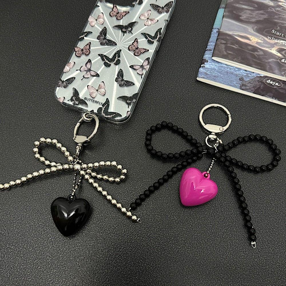 

Красочный милый автомобильный брелок в форме сердца, симпатичная подвеска для сумки, модный бант, бисерный брелок для сумки, украшение