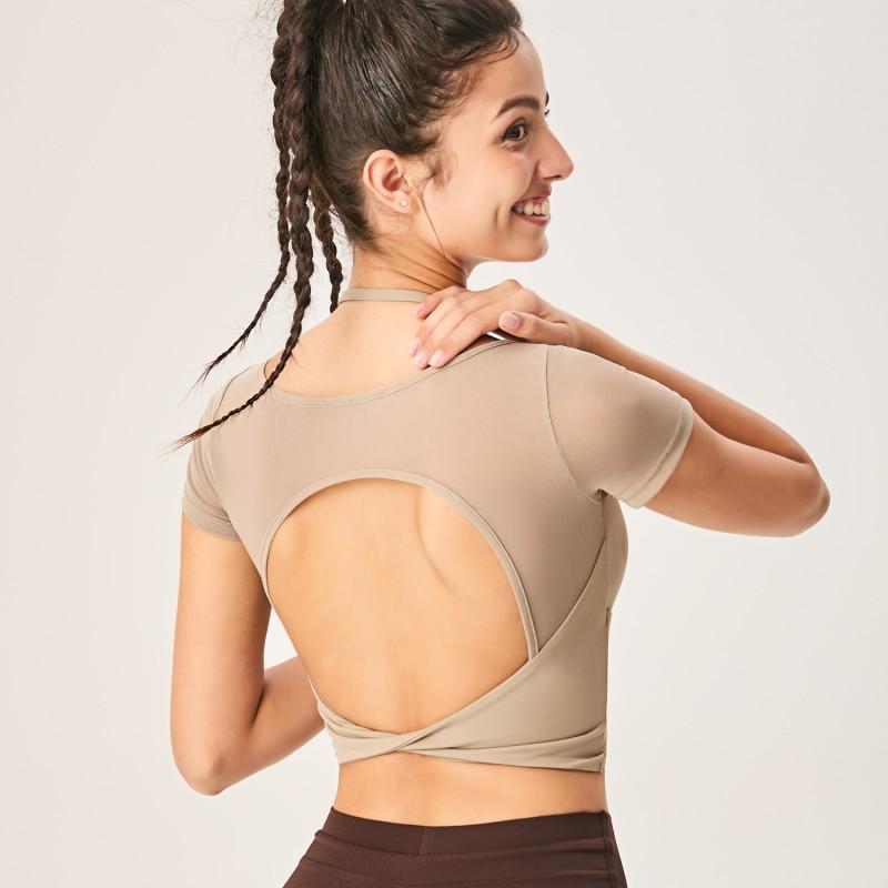 Womens Breathable Mesh Yoga Top Short Sleeve Fitness Shirt Slim Fit Running Workout Tee