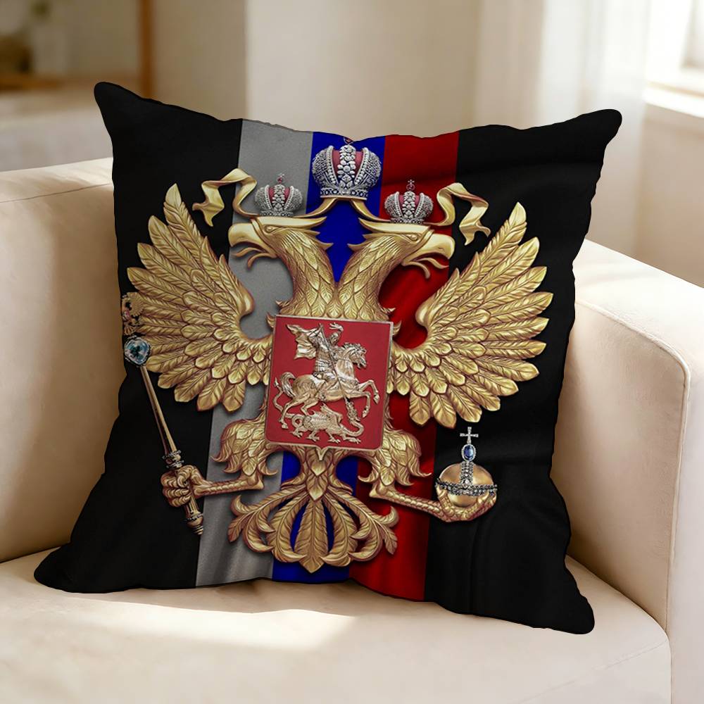 Russian Flag  Square DoubleSided Printed Pillow Case Bedroom Bedside Pillow Sofa Cushion Cover