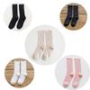 5 Pairs Solid Ribbed Crew Socks Women Mixed Color 4 Seasons Fit Loose Socks Set Daily Basic Sox