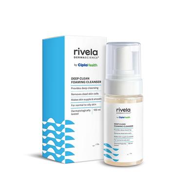 Rivela Dermascience Tiefenreinigendes Schaumiges Gesichtsreiniger 100 ml Packung Für Normale Bis Fettige Haut