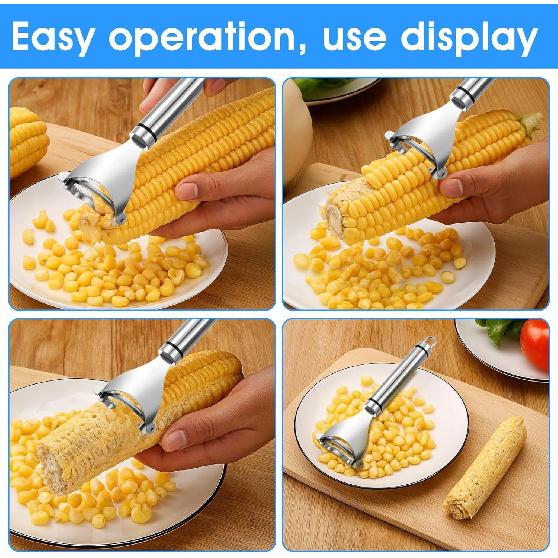 2Pcs Corn Planer Cutter Thresher Peeler, Corn Thresher Cob Stripper Tool Stainless Steel Corns Threshers Cob Remover Tools Cobs Remover Tool for