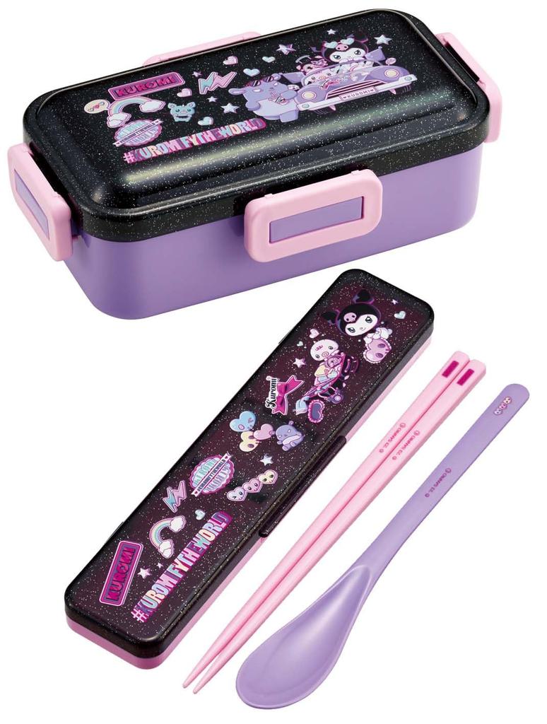 Skater Bento Single for Made in with Dishwasher and Microwave Sanrio Kuromi Wonder Journey Box, 530ml, Tier, Women, Japan, Leak-Resistant 4-Point