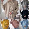 2026 Autumn/Winter Women's Loose Batwing Sleeve Half-High Collar Cable Knit Sweater