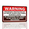 Metal Warning Sign - Privacy Notice Deterrent, 2D Flat Iron Wall Art, 12x8 In Indoor/Outdoor Security Decor