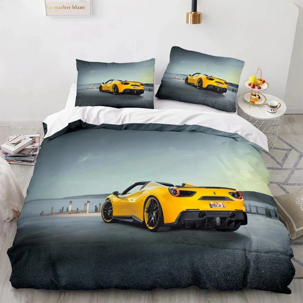 Sports Car Bedding Sets 3D Digital Printed Duvet Cover Sets Full Size,For Teens Boys 2/3pcs Polyester Quilt Cover