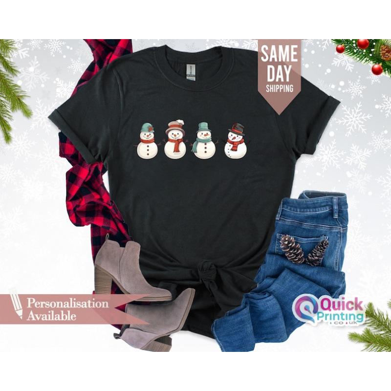 Christmas Snowman T-Shirt: Holiday Winter Tee S чёрный