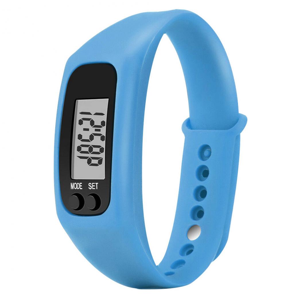 

Спортивный бег силиконовый шагомер калорий шагомер цифровые часы браслет синий