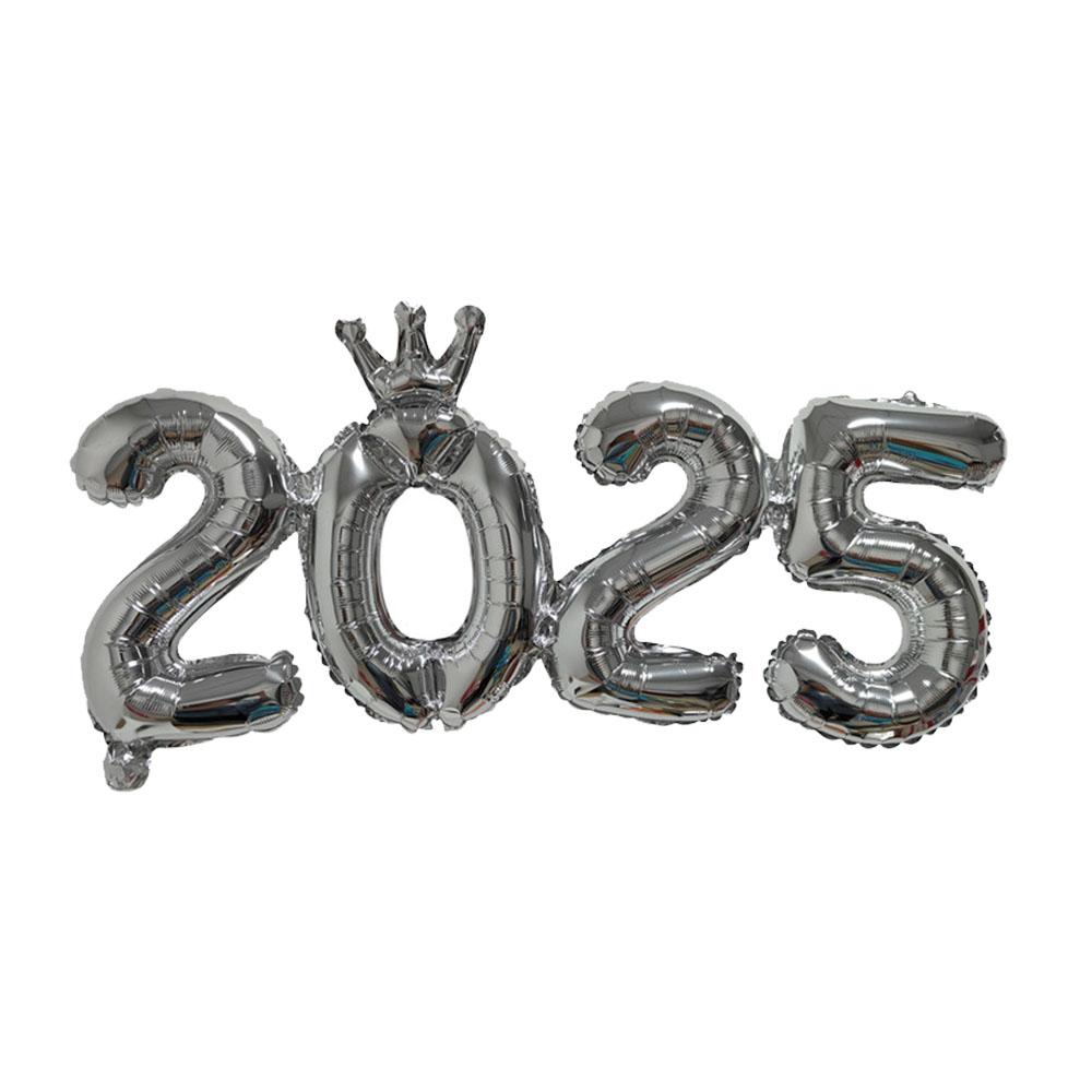 1set 16inch Connection Crown Hello 2025 Number Foil Balloons For New Years Eve Party Supplies Anniversary Party Graduation Decor