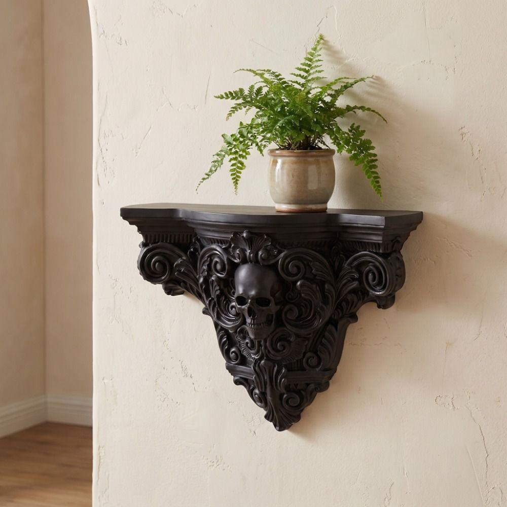 3D Printing Halloween Skull Wall Mount Shelf Gothic Art Skull Wall Rack Living Room