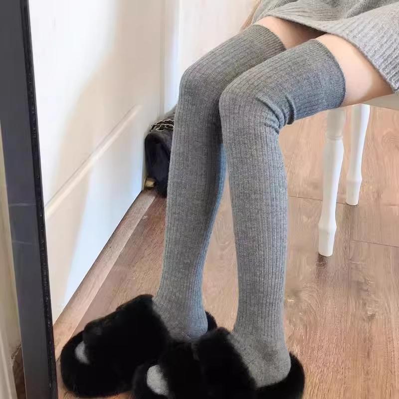 New Winter Solid Color Thigh High Stockings Women Trendy Casual Over The Knee Female Long Sock Thermal Warm Cotton Tube Leggings