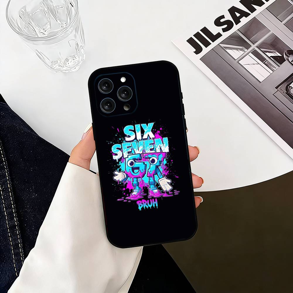Six Seven 6 7 Phone Case For iPhone 17, 16,15,14,13,12,11 Plus,Pro Max, Others Soft Black Cover