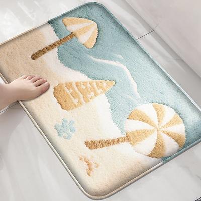 Ensemble de tapis de salle de bain bord de mer Tapis absorbant pour WC Tapis de pied Décoration intérieure Paillasson Lavable en machine